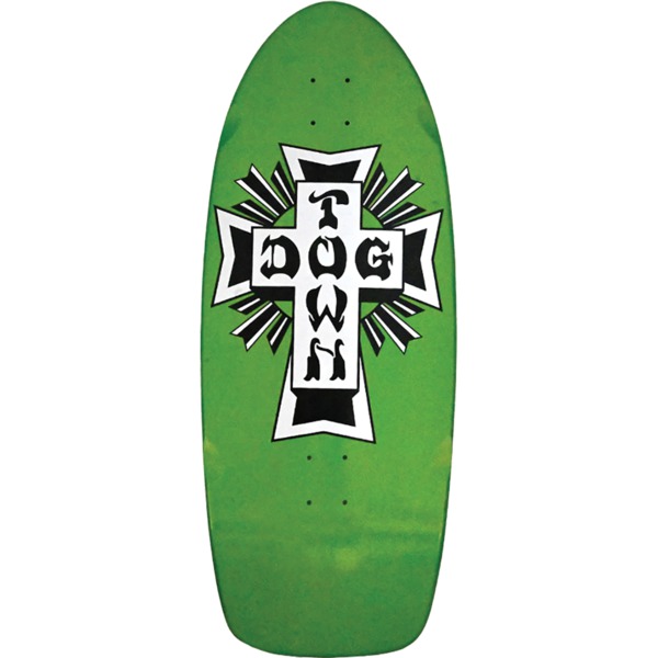 Dogtown Skateboards Big Cross 70's Classic Gecko Green / Silver Old School Skateboard Deck - 11.8" x 30.7"