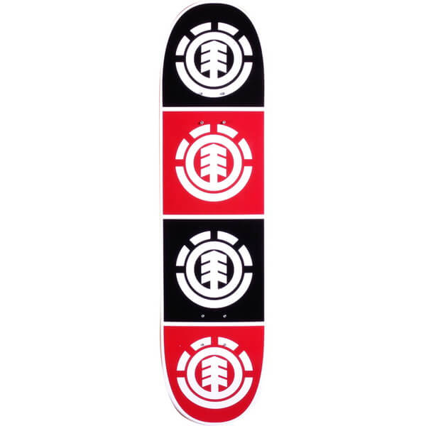 Element Skateboards Quadrant White / Black / Red / White Skateboard Deck - 8" x 32.06"