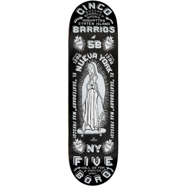 5Boro NYC Skateboards Cinco Barrios Black Skateboard Deck - 8.75"