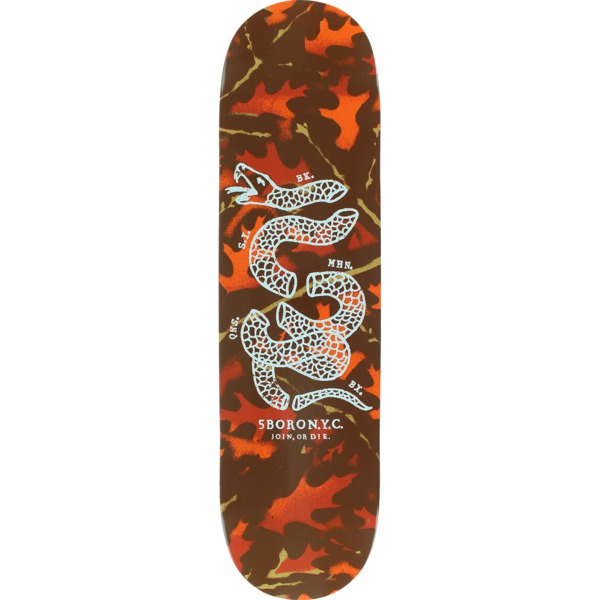 5Boro NYC Skateboards DIY Camo Leaf Orange Skateboard Deck - 8" x 32"