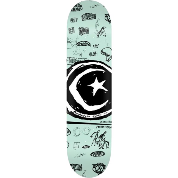 Foundation Skateboards Star & Moon Doodle Skateboard Deck - 8.75" x 32.75"