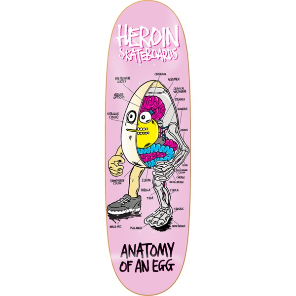 Heroin Skateboards Anatomy Egg Slick Old School Skateboard Deck - 9.25" x 32"