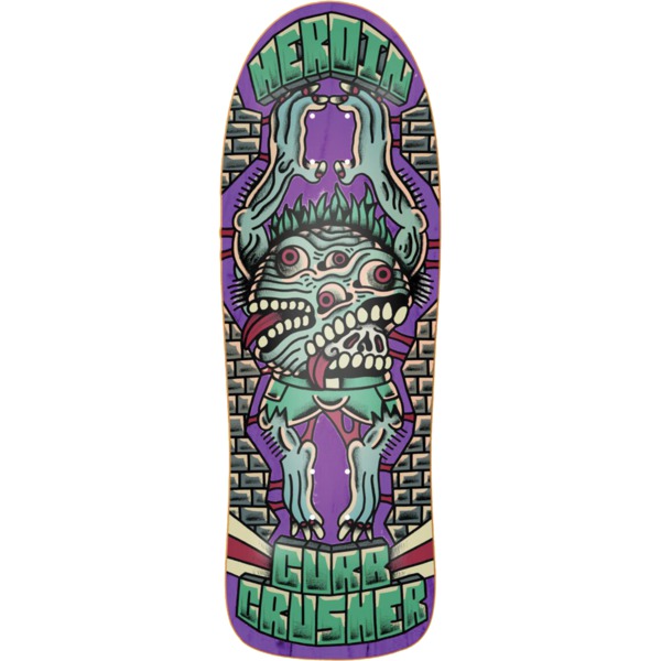 Heroin Skateboards Curb Crusher x Crawe Old School Skateboard Deck - 10.25" x 32"