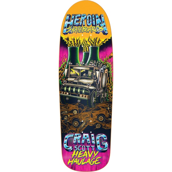 Heroin Skateboards Craig Questions Scott Heavy Haulage Old School Skateboard Deck - 9.5" x 32"