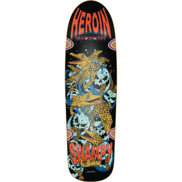Heroin Skateboards Swampy Gators Skateboard Deck Double Drilled - 9.12" x 32"