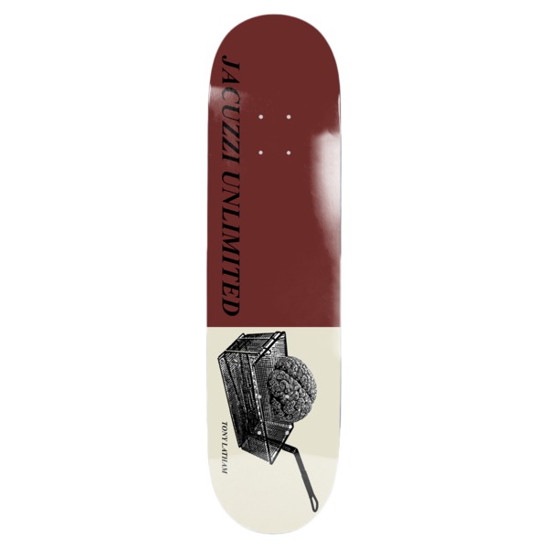 Jacuzzi Unlimited Skateboards Tony Latham Deep Fried Burgundy Skateboard Deck - 7.75" Jacuzzi Unlimited Skateboards Tony Latham Deep Fried Burgundy Skateboard Deck - 7.75"