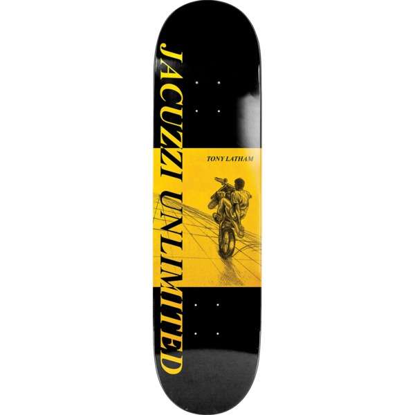 Jacuzzi Unlimited Skateboards Tony Latham Dirtbike Yellow Skateboard Deck - 8.25" x 31.5"