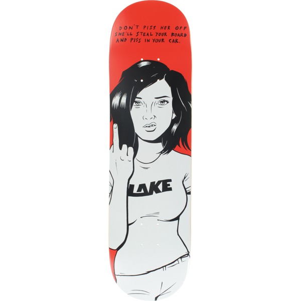 Lake Skateboards Pissed Chick Red Skateboard Deck - 8.3" x 32"