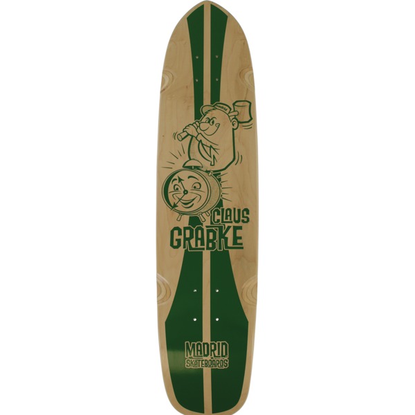Madrid Skateboards Claus Grabke Natural / Green Retro Cruiser Deck - 7.5" x 34"