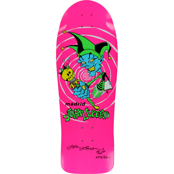 Madrid Skateboards John Lucero Signed Jester Pink Old School Skateboard