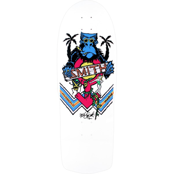 Madrid Skateboards Mike Smith Ape Reissue White Old School Skateboard Deck - 10" x 30.75"