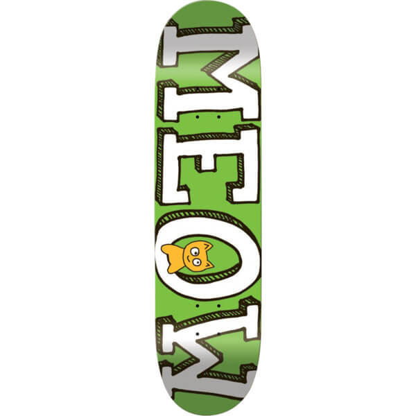 Meow Skateboards Logo Mini Green Skateboard Deck - 7.5" x 30.25"