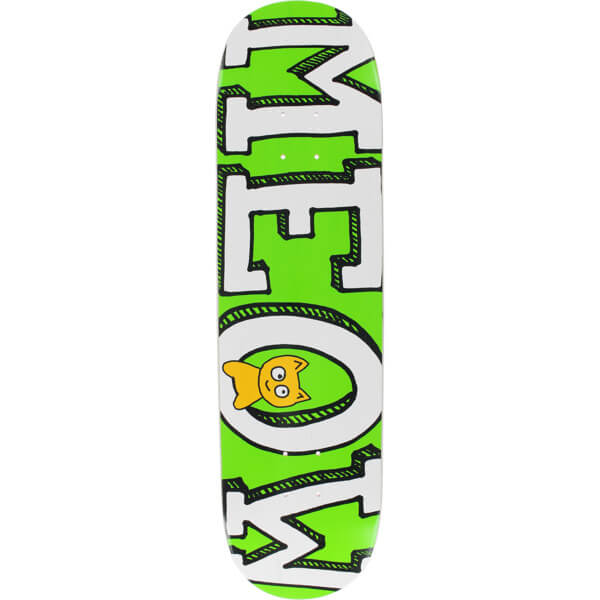 Meow Skateboards Logo Green Skateboard Deck - 8.25" x 32.125"