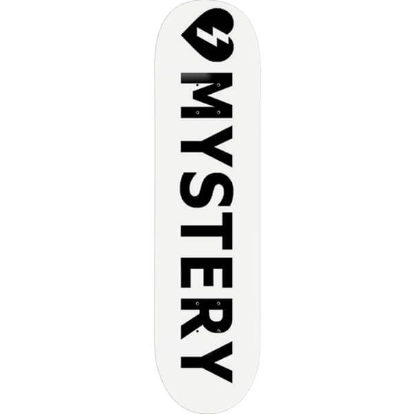 Mystery Skateboards Logo White Skateboard Deck - 8.5" x 32.5"