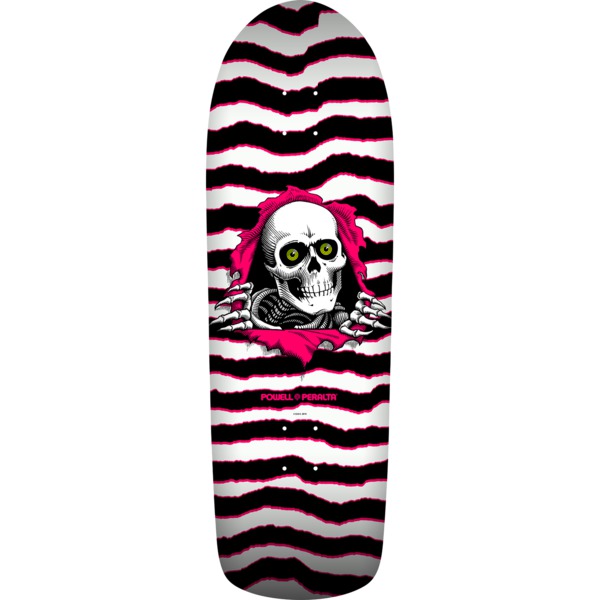 Powell Peralta Old School Ripper 15 White / Pink Skateboard Deck - 10" x 31.75"