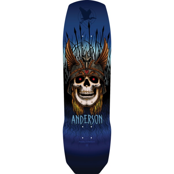 Powell Peralta Andy Anderson Heron Skull Blue Skateboard Deck - 9.13" x 32.8"