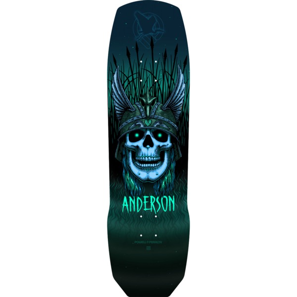 Powell Peralta Andy Anderson Heron Skull Teal Skateboard Deck - 9.13" x 32.8"