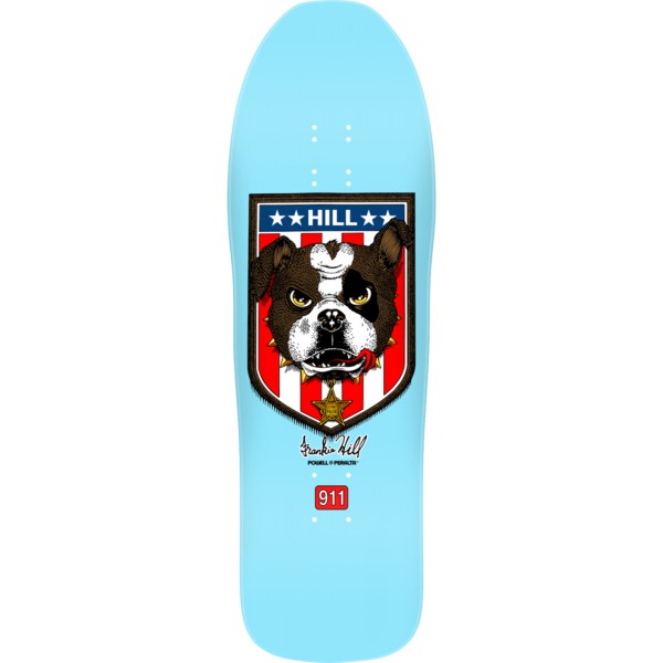 Powell Peralta Frankie Hill Bulldog 08 Light Blue Old School Skateboard Deck - 10" x 31.5"