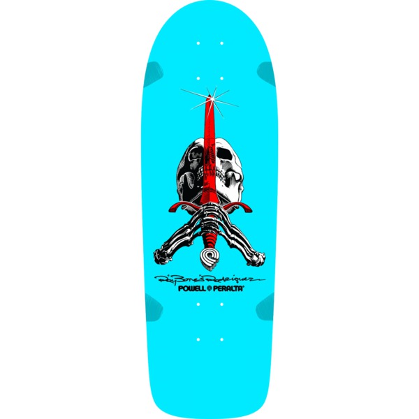 Powell Peralta Ray Rodriguez Skull & Sword 07 Light Blue Skateboard Deck - 10" x 30"