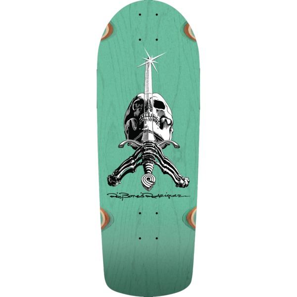 Powell Peralta Ray Rodriguez OG Snub Skull & Sword Teal Skateboard Deck - 10" x 28.2"