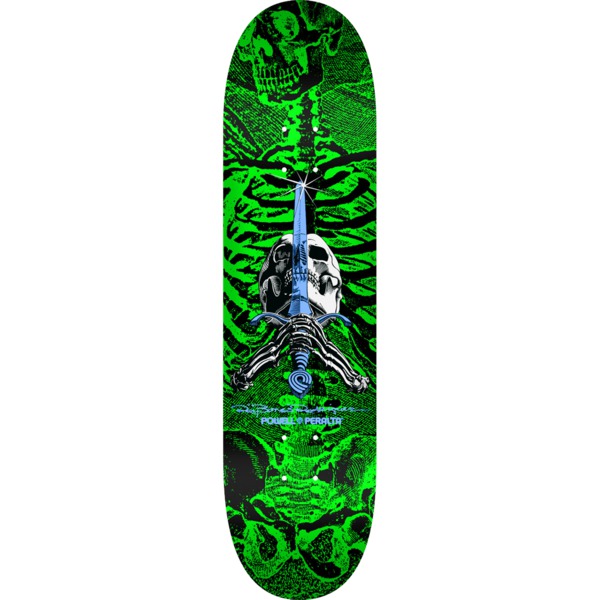 Powell Peralta Ray Rodriguez Skull and Sword Green / Black / Blue Skateboard Deck - 8" x 31.45"