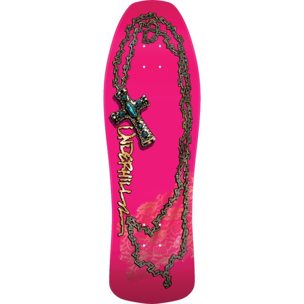 Powell Peralta Ray Underhill Cross 03 Pink / Gold Foil Old School Skateboard Deck - 9.9" x 31.5"