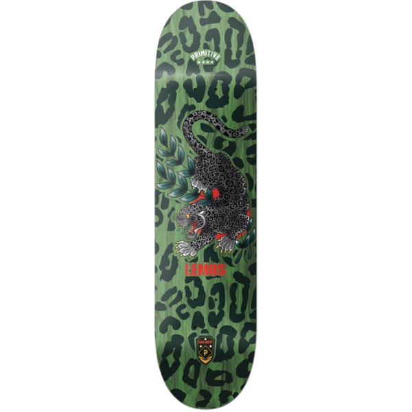 Primitive Skateboarding Tiago Lemos Black Jaguar Green Skateboard Deck - 8.25" x 31.75"