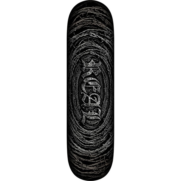 Real Skateboards Team Barbed Wire Foil Oval Black Skateboard Deck - 8.12"
