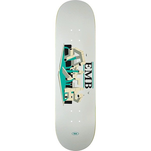 Real Skateboards Emblem White Skateboard Deck - 8.25" Real Skateboards Emblem White Skateboard Deck - 8.25"