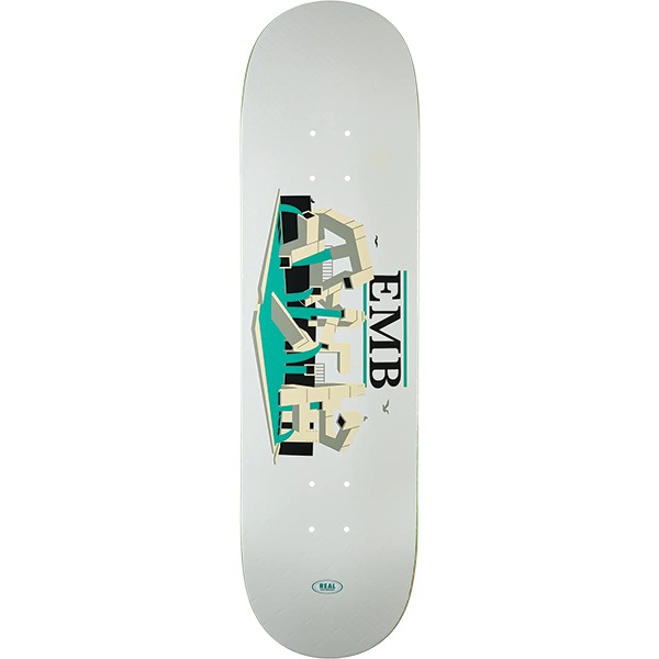 Real Skateboards Emblem White Skateboard Deck - 8.5" Real Skateboards Emblem White Skateboard Deck - 8.5"