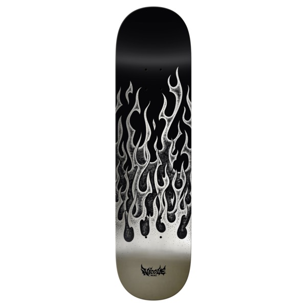 Real Skateboards Nicole Hause Flames Redux Silver Skateboard Deck Twin Nose - 8.5" Real Skateboards Nicole Hause Flames Redux Silver Skateboard Deck Twin Nose - 8.5"
