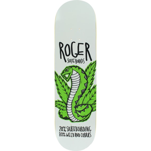 Roger Skateboards Weed & Cobras White Skateboard Deck - 8.25" x 31.5"