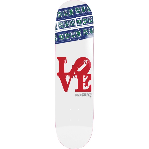 Sub Zero Skateboards Love Park II White Skateboard Deck - 8.25"