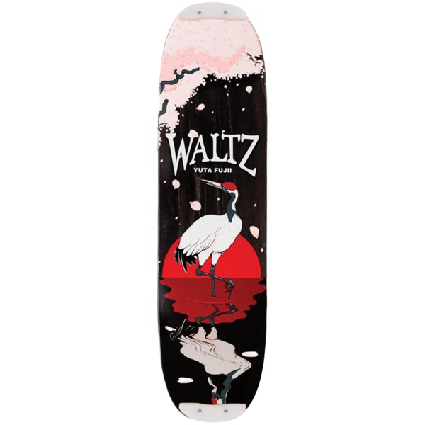 Waltz The Freestyle Company Fuji Crane Black Skateboard Deck with Skid Plates