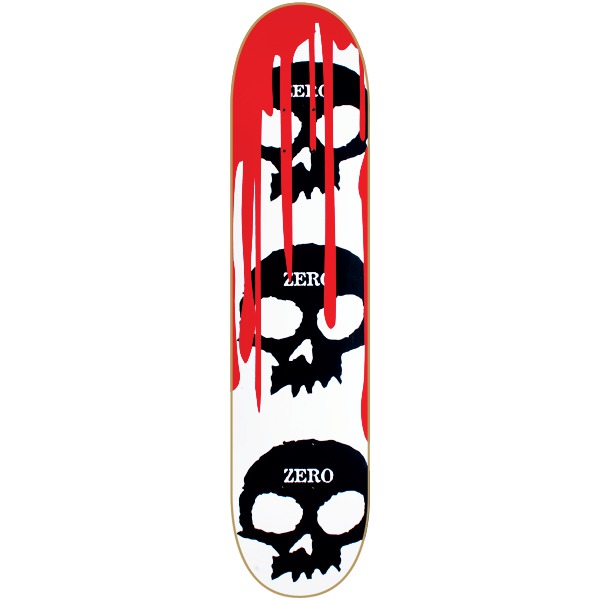 Zero Skateboards 3 Skull With Blood White / Black / Red Skateboard Deck - 8.12" x 31.9"