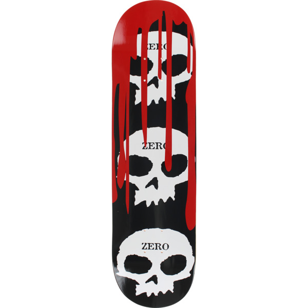 Zero Skateboards 3 Skull Blood Black / White / Red Skateboard Deck - 7.25" x 29"