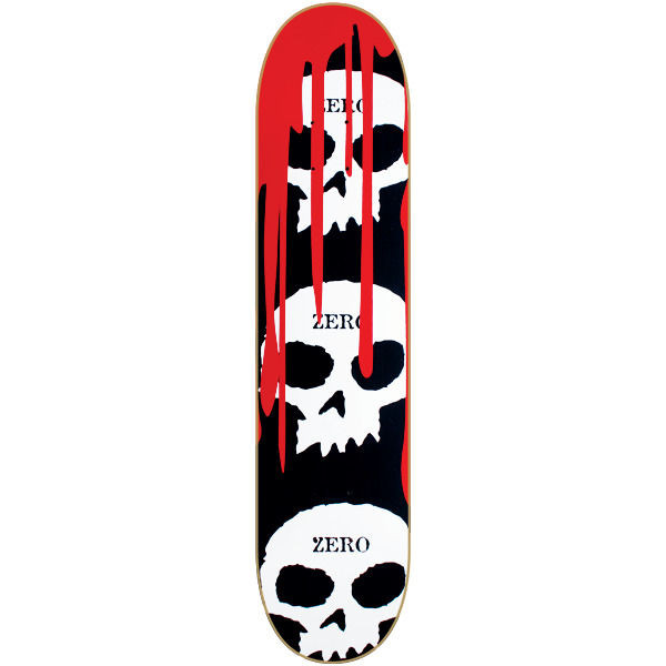 Zero Skateboards 3 Skull With Blood Black / White / Red Skateboard Deck - 7.75" x 31.3"