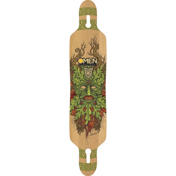 Omen Boards Celtic Mask Drop Through Longboard Skateboard Deck - 9.12" x 41.5"