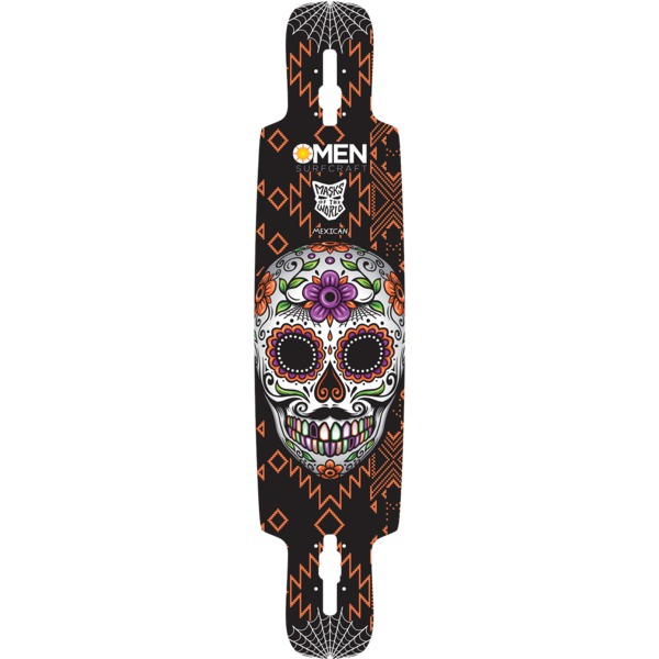 Omen Boards Mexico Mask Drop Through with Kick Longboard Skateboard Deck - 9.5" x 41.5"