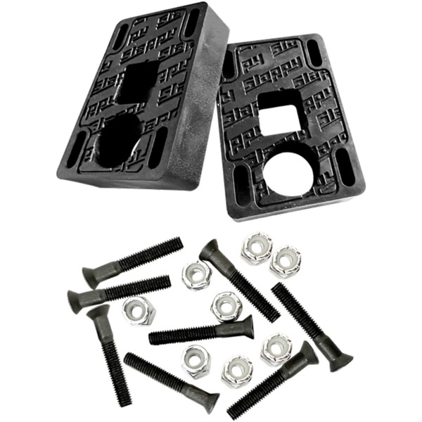 Slappy Truck Company Big Blocks with Hardware Black Skateboard Hard Risers - Set of Two (2) - 3/4"