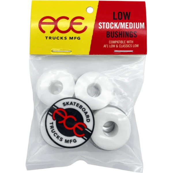 Ace Trucks MFG. Low Standard / Stock White 91a / 86a - 2 Pair with Washers