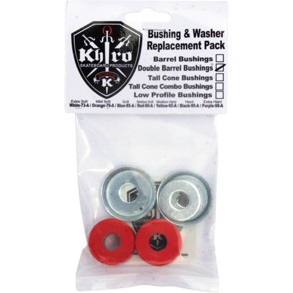 Khiro Double Barrel Medium Soft Red Skateboard Bushings with Washers