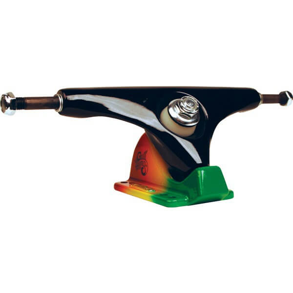 Gullwing Trucks 9.0" Charger Black / Rasta Skateboard Reverse Kingpin Trucks - 6.25" Hanger 9.0" Axle (Set of 2)