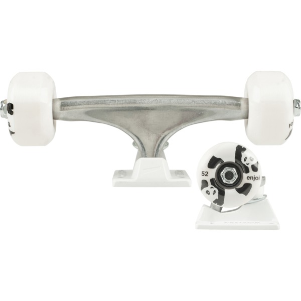 Tensor Trucks Enjoi Polished / White with 52mm Double Panda Wheels Skateboard Assembled Truck Kits - 5.25" Hanger 8.0" Axle (Set of 2)