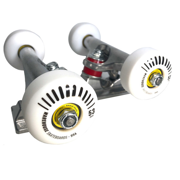 Warehouse Polished Trucks with 53mm White Street Vents Wheels & Bearings Combo - 5.0" Hanger 7.75" Axle (Set of 2)