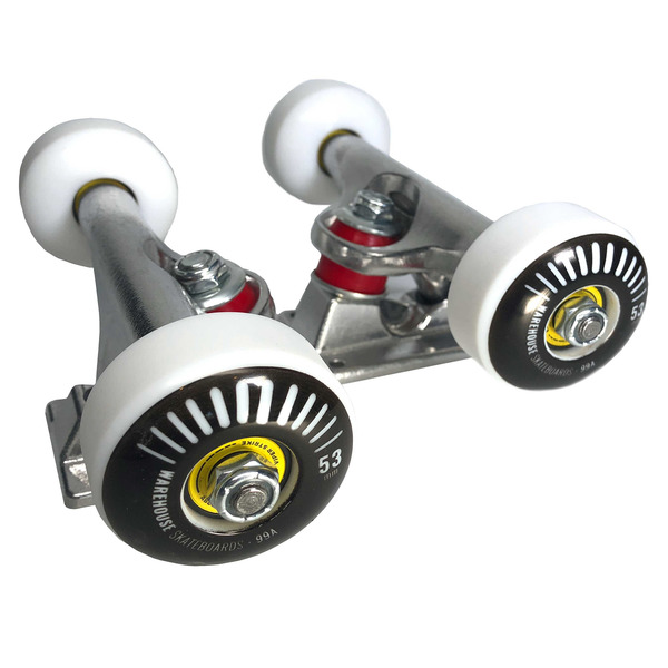Warehouse Polished Trucks with 53mm Black Street Vents Wheels & Bearings Combo - 5.75" Hanger 8.5" Axle (Set of 2)