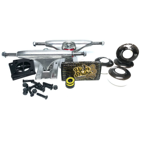 Warehouse Polished Trucks with 52mm Black Street Eagles Wheels, Bearings & Hardware Kit - 5.75" Hanger 8.5" Axle (Set of 2)