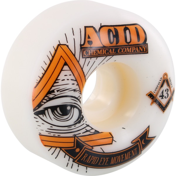 Acid Chemical Wheels REM Pyramid White Skateboard Wheels - 55mm 101a (Set of 4)