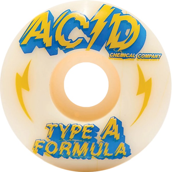 Acid Chemical Wheels Type A Sidecut Power White / Blue Skateboard Wheels - 54mm 99a (Set of 4)