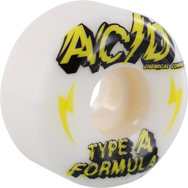 Acid Chemical Wheels Type A Sidecut Power White Skateboard Wheels - 54mm 99a (Set of 4)